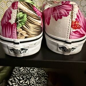 Vans Pink and Green Floral Sneakers